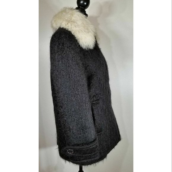Alexander Wang Womens Black Lamb Shearling Fur Wool Blend Coat, Womens Size 4 - Picture 5 of 11